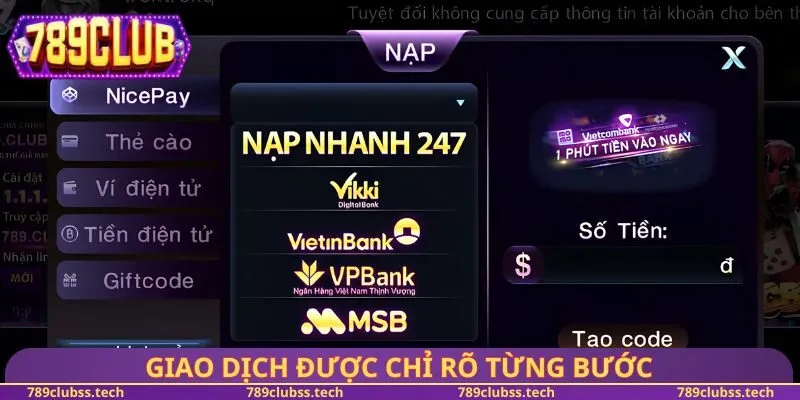 Giao dịch được chỉ rõ từng bước